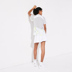 Womens Wo SPORT Geometric Print Breathable Tennis Polo | Lacoste White / Flashy Yellow / Black • 1Qr