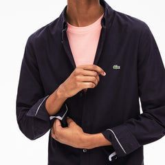 Mens Slim Fit Stretch Cotton Shirt | Lacoste Navy Blue • Mxq