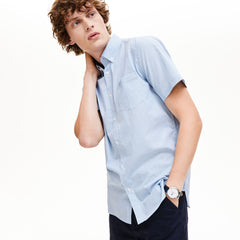 Mens Regular- Fit Checkered Cotton Shirt | Lacoste White / Navy Blue • 522