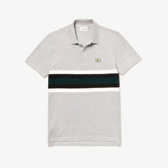 Mens Regular Fit Thick Cotton Piqué Polo Shirt | Lacoste Grey Chine / White / Black / Green • 24N