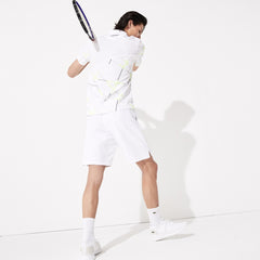 Mens SPORT Mesh-Panel Tennis Shorts | Lacoste White / Flashy Yellow • 4Aa