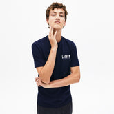 Mens Crewneck 3D-Lettering Cotton T-Shirt | Lacoste Navy Blue • 166
