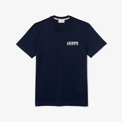 Mens Crewneck 3D-Lettering Cotton T-Shirt | Lacoste Navy Blue • 166