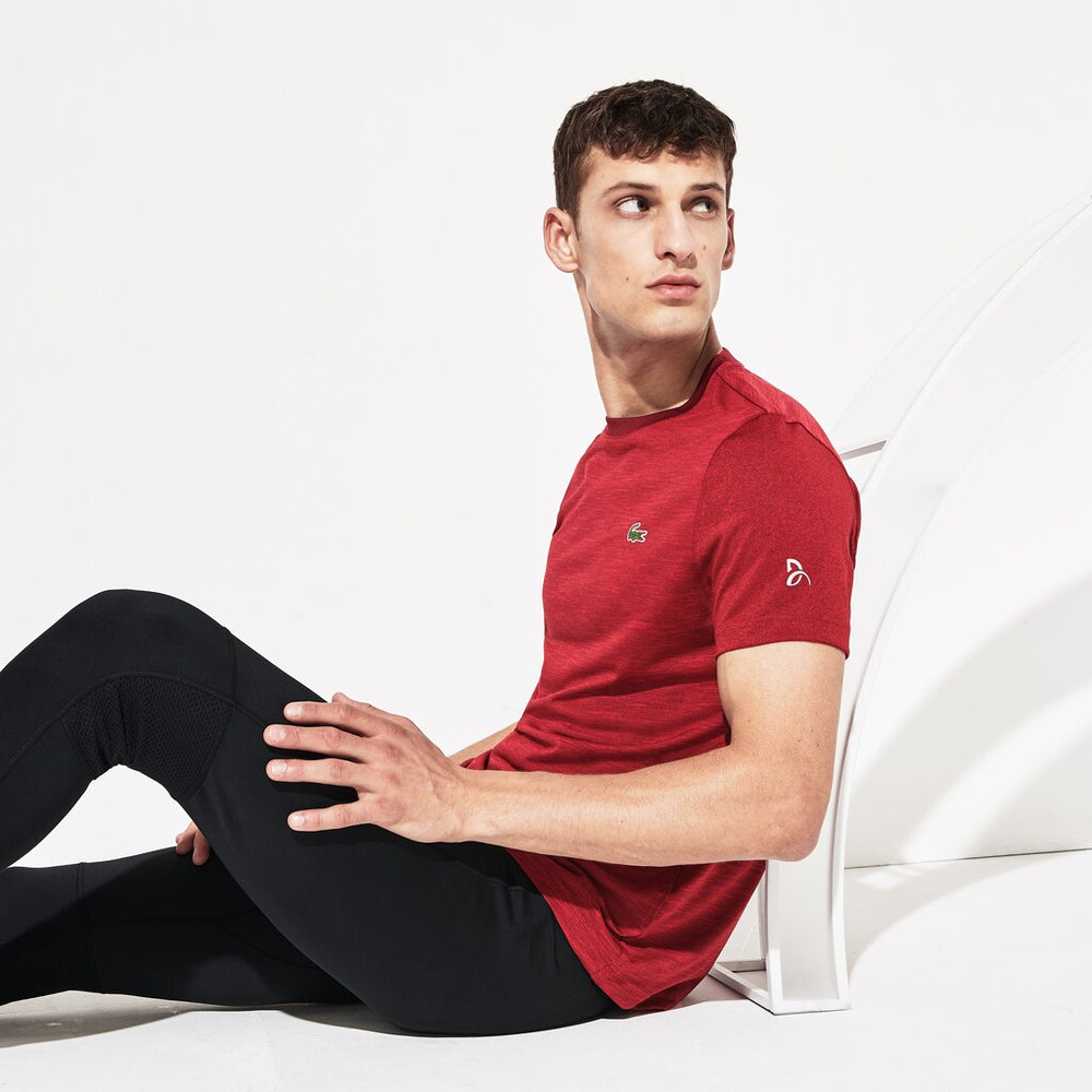 Mens SPORT Novak Djokovic Jersey T-shirt | Lacoste Bordeaux / Red • 3Yb