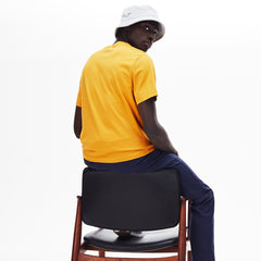 Mens Crew Neck Striped Panel Cotton T-shirt | Lacoste Yellow • 4Bw