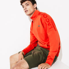 Mens SPORT Zip Standup Neck Cotton Sweatshirt | Lacoste Orange / Blue • 4Vn