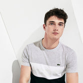 Mens SPORT Color-Blocked Cotton T-Shirt | Lacoste Grey Chine / White / Black • P0F