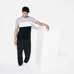 Mens SPORT Color-Blocked Cotton T-Shirt | Lacoste Grey Chine / White / Black • P0F