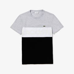 Mens SPORT Color-Blocked Cotton T-Shirt | Lacoste Grey Chine / White / Black • P0F