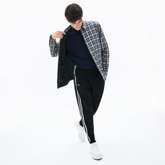 Mens Fleece Side Stripe Trackpants | Lacoste Black • 031
