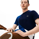 Mens Crewneck Color-Blocked Thermoregulating Piqué T-Shirt | Lacoste Blue / White / Navy Blue • 225