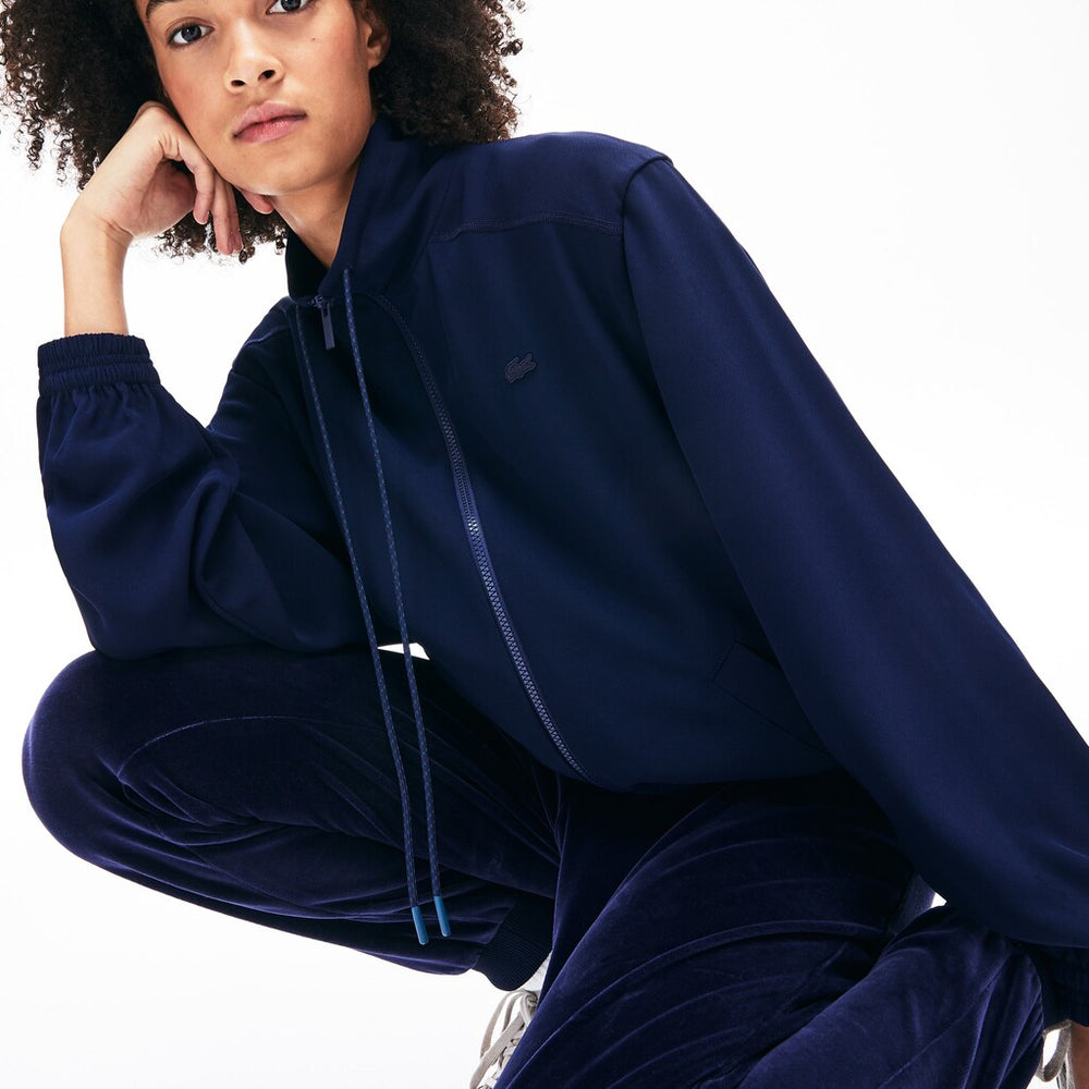 Womens Wo Motion Oversized Twill Zippered Jacket | Lacoste Navy Blue • 166