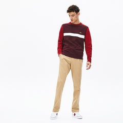 Mens Color-Block Cotton Fleece Sweatshirt | Lacoste Bordeaux / White / Bordeaux • 1E2