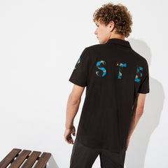 Mens Camo Logo Ultra-Light Cotton Polo | Lacoste Black / Blue / Khaki Green / Blue • 2Cy