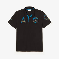 Mens Camo Logo Ultra-Light Cotton Polo | Lacoste Black / Blue / Khaki Green / Blue • 2Cy