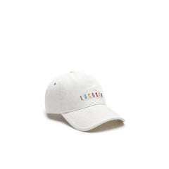 Mens Multicolored Logo Cotton Cap | Lacoste White • 70V