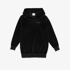 Womens Wo LIVE Golden Signature Hooded Velvet Sweatshirt | Lacoste Black • 031