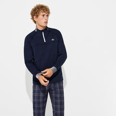 Mens SPORT Breathable UV Protection Golf Sweatshirt | Lacoste Navy Blue / White / Flashy Yellow • 44W