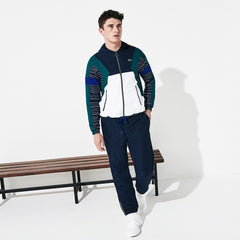 Mens SPORT Hooded Color-Block Tennis Track Suit | Lacoste Navy Blue / White / Green / Navy Blue • 3Wa