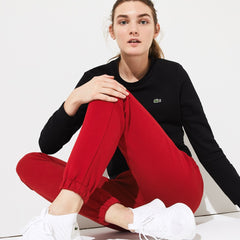 Womens Wo SPORT Signature Waistband Fleece Sweatpants | Lacoste Bordeaux / Black / White • Llu