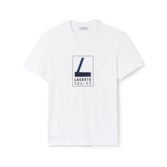 Mens Crew Neck Rubber Lettering Soft Jersey T-shirt | Lacoste White • 001