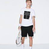 Mens SPORT Crew Neck Lettering Jersey Tennis T-shirt | Lacoste White / Black / White • Bld