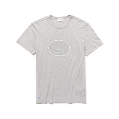 Mens Crew Neck Oversized Badge Cotton Jersey T-Shirt | Lacoste Grey • Esv