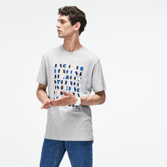 Mens Crew Neck 3D Lettering Cotton Jersey T-shirt | Lacoste Grey • Esv