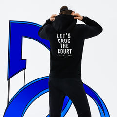 Mens SPORT Novak Djokovic Technical Fleece Hooded Zip Sweatshirt | Lacoste Black / Grey Chine / White • G44