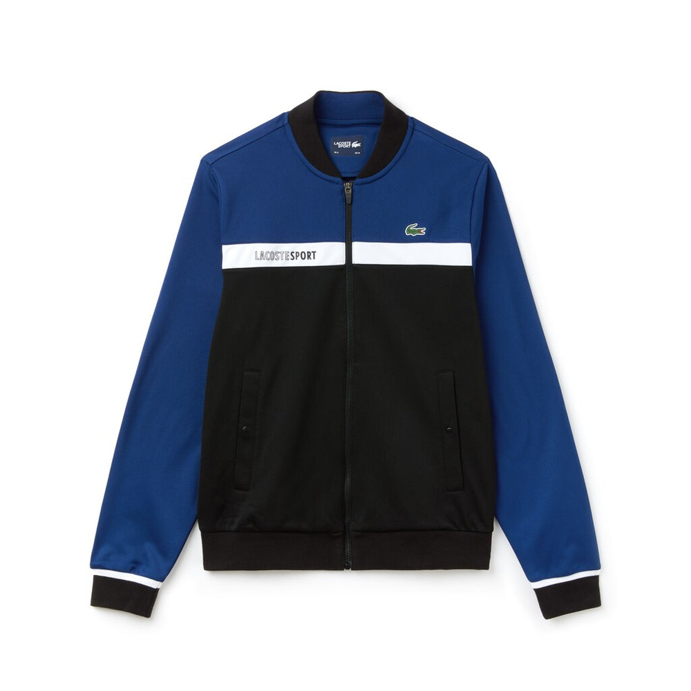 Mens SPORT Colorblock Zip Piqué Tennis Sweatshirt | Lacoste Navy Blue / Black / White • Fz3