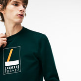 Mens Crew Neck Print Fleece Sweatshirt | Lacoste Green / White • K5E