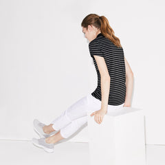 Womens Wo SPORT Striped Technical Jersey Golf Polo | Lacoste Black / White • 258
