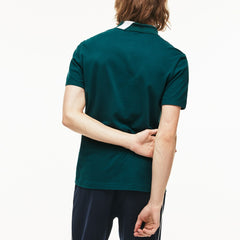Mens Slim Fit Lettering Stretch Mini Piqué Polo | Lacoste Green / White • Dp7