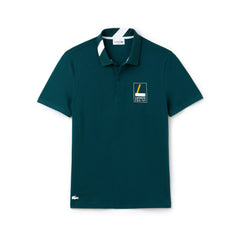 Mens Slim Fit Lettering Stretch Mini Piqué Polo | Lacoste Green / White • Dp7