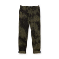 Mens LIVE Print Stretch Cotton Twill Chino Pants | Lacoste Khaki Green / Black • Mr5