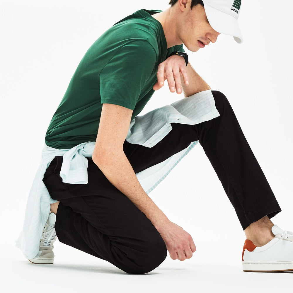 Mens Regular Fit Cotton Gabardine Chino Pants | Lacoste Black • 031