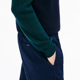 Mens Slim Fit Elasticized Cotton Twill Chino Pants | Lacoste Navy Blue • 166