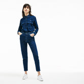 Womens Wo Regular Fit Stretch Cotton Denim Carrot Pants | Lacoste Blue Chine • 36L