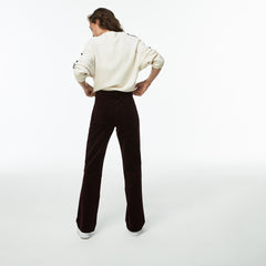 Womens Wo Boxy Fit Striped Cotton Velour Pants | Lacoste Brown • Y29