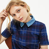 Womens Wo Tartan Check Cotton Jacquard Polo | Lacoste Navy Blue / Blue • Bz9