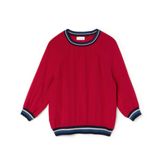 Womens Wo Contrast Accents Silk Crepe Top | Lacoste Persian Red • Ws3