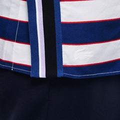 Womens Wo Regular Fit Striped Cotton & Silk Voile Shirt | Lacoste White / Navy Blue / Red • Ccq