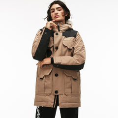 Mens Unisex LIVE Water-Resistant Canvas Quilted Parka | Lacoste Beige / Black • D8N
