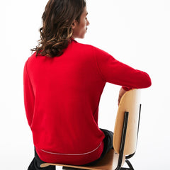 Mens LIVE Crew Neck Cotton And Cashmere Jersey Sweater | Lacoste Red / White • Bml