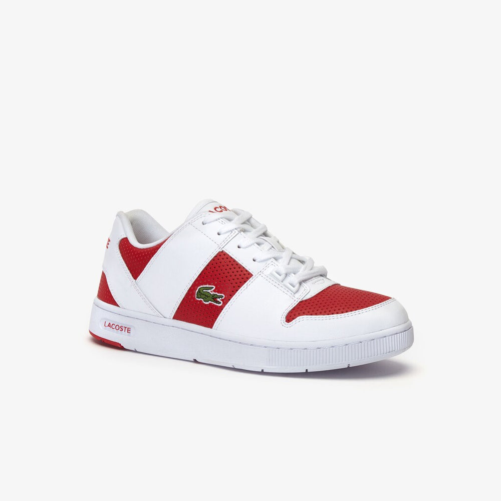 Mens Thrill Two-Tone Leather Sneakers | Lacoste White / Red • 286