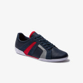 Mens Chaymon Club Leather and Suede Sneakers | Lacoste Nvy/Red • 144