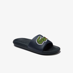 Mens Croco Synthetic and PU Slides | Lacoste Navy/Green • 2S3
