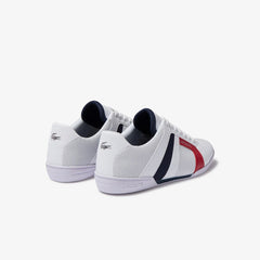 Mens Chaymon Club Leather and Mesh Sneakers | Lacoste White / Navy • 042