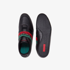 Mens Misano Elastic Leather Sneakers | Lacoste Black/Red • 1B5