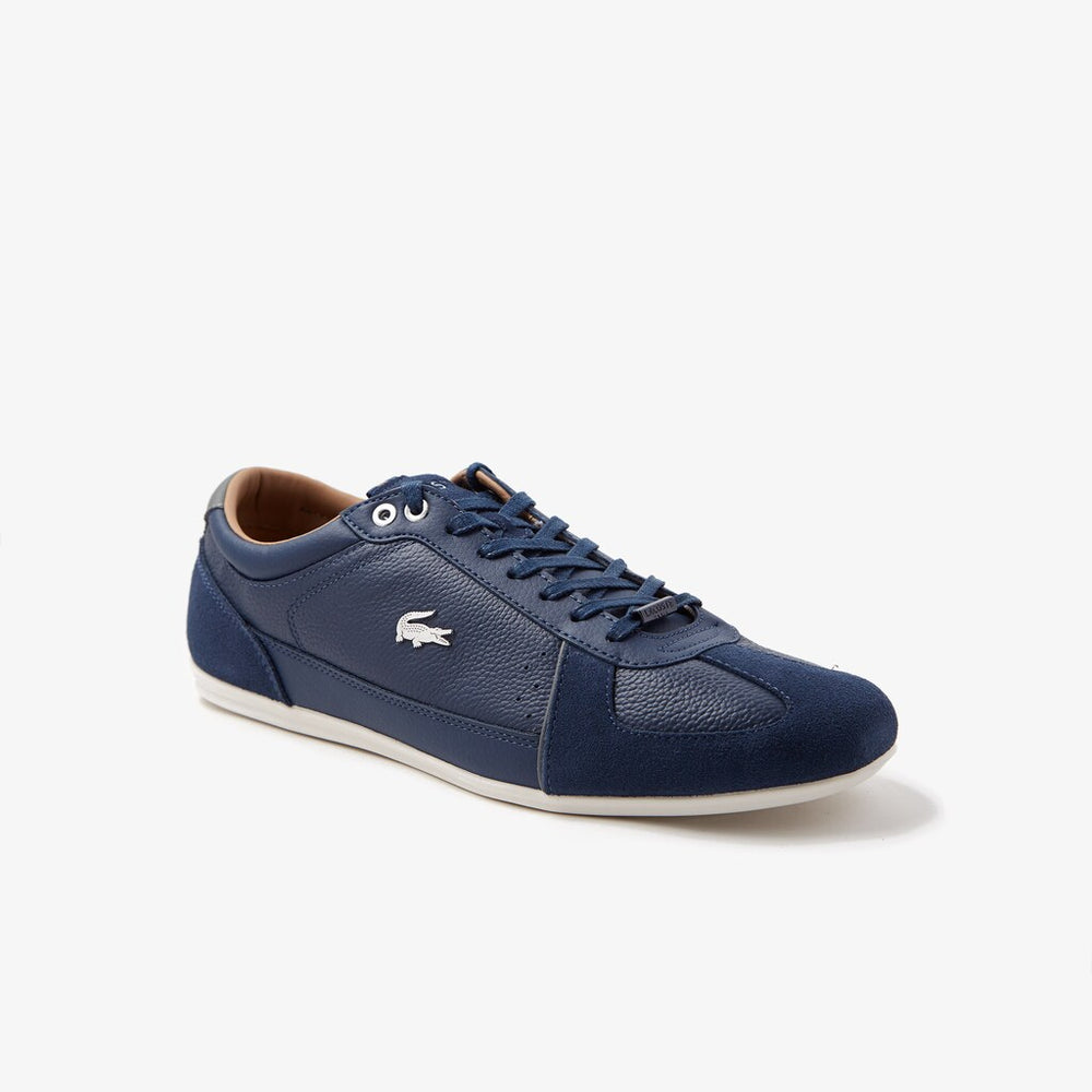 Mens Evara Leather and Suede Sneakers | Lacoste Navy/Dark Grey • 8F7